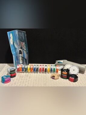 Vintage Dymo Interchangeable Embossing Labeler 1610 w/ 28 Tape Reels